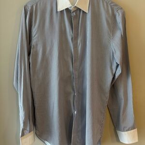 Fendi Women’s Striped Blue and White Shirt SIZE 39
